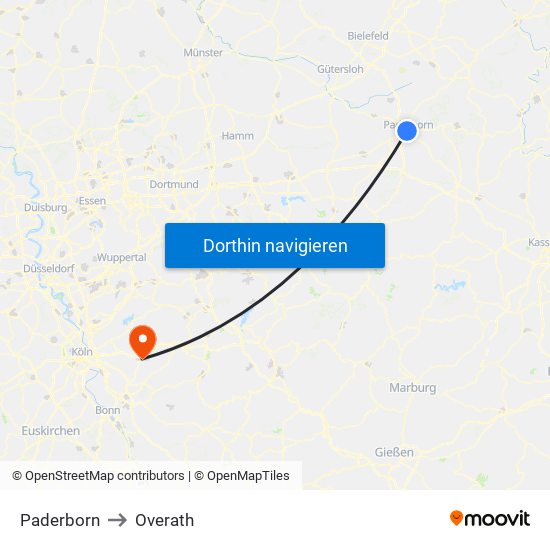 Paderborn to Overath map