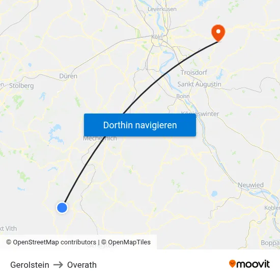 Gerolstein to Overath map