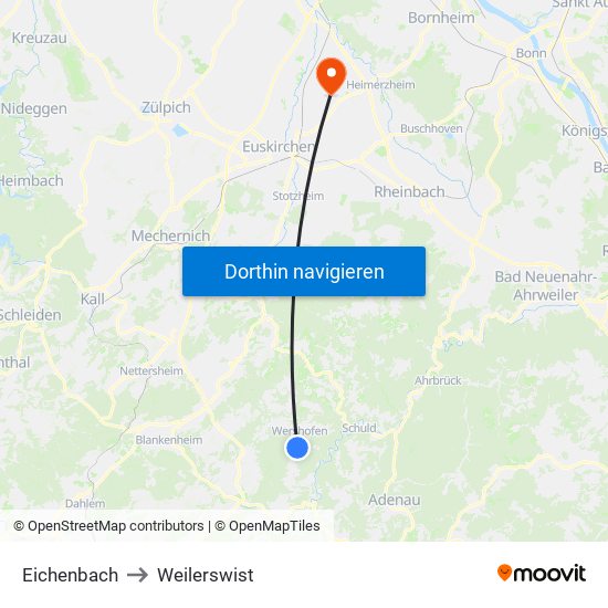 Eichenbach to Weilerswist map