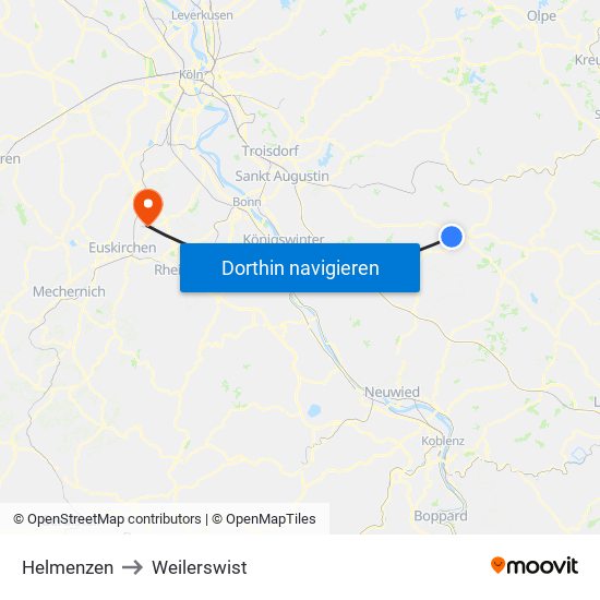 Helmenzen to Weilerswist map