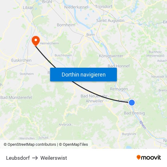 Leubsdorf to Weilerswist map