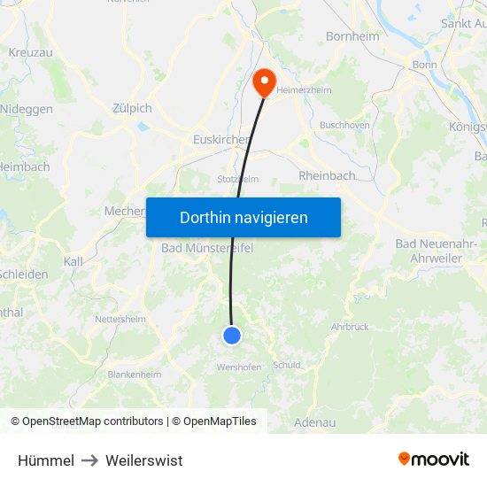 Hümmel to Weilerswist map