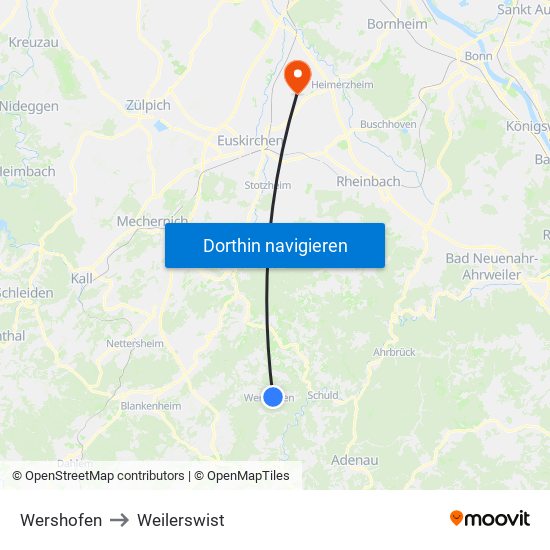 Wershofen to Weilerswist map
