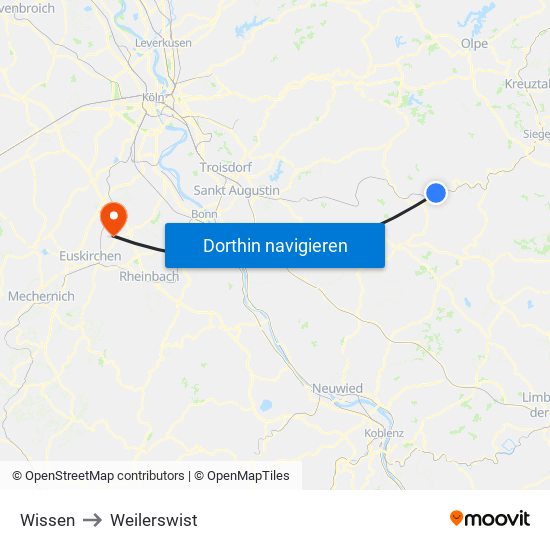 Wissen to Weilerswist map
