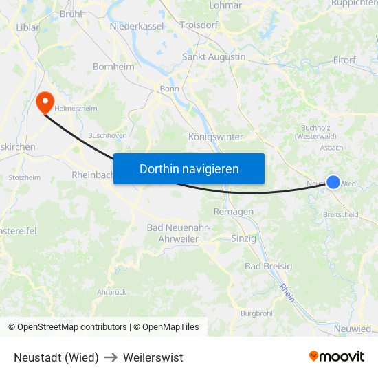 Neustadt (Wied) to Weilerswist map