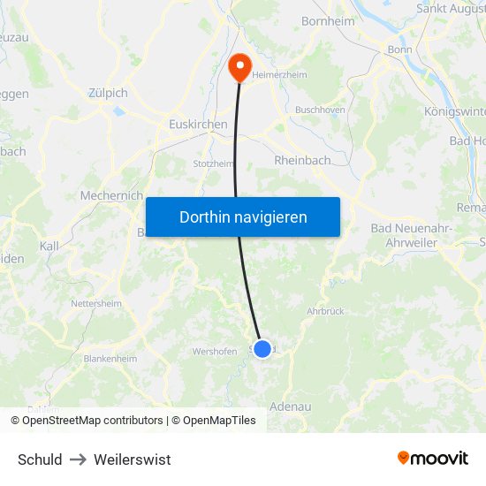 Schuld to Weilerswist map