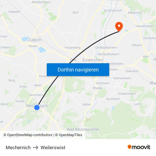 Mechernich to Weilerswist map
