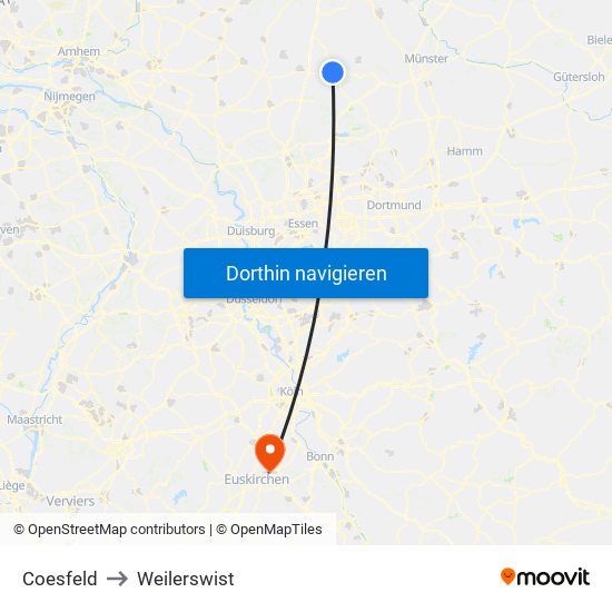 Coesfeld to Weilerswist map