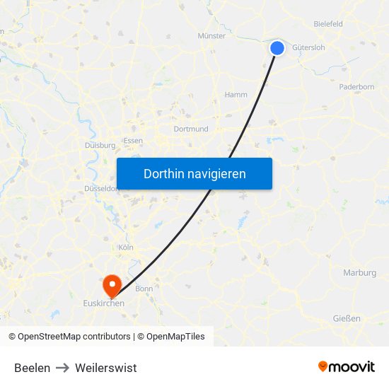 Beelen to Weilerswist map