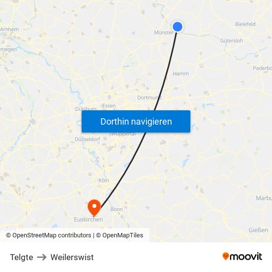 Telgte to Weilerswist map