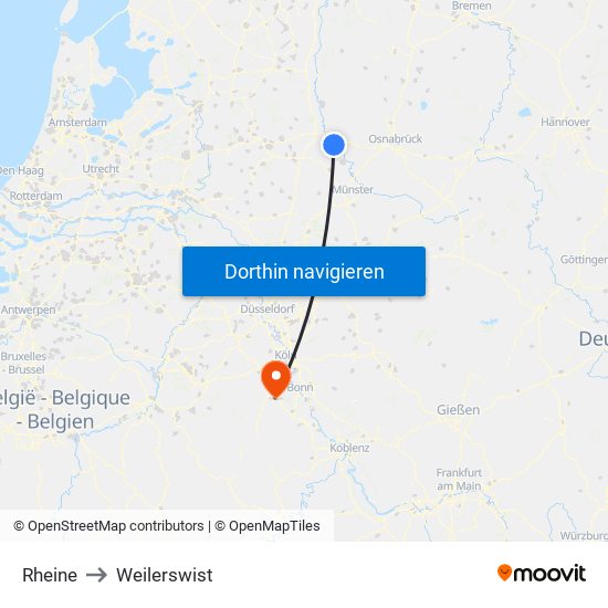 Rheine to Weilerswist map