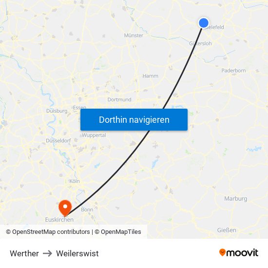 Werther to Weilerswist map