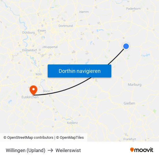 Willingen (Upland) to Weilerswist map