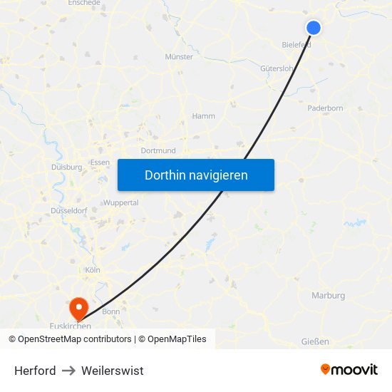 Herford to Weilerswist map