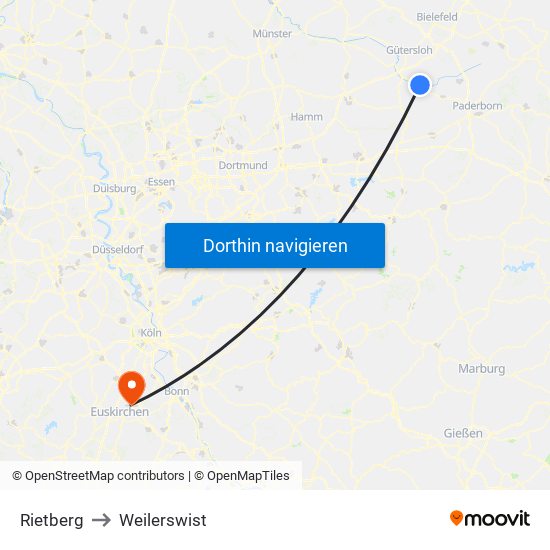 Rietberg to Weilerswist map