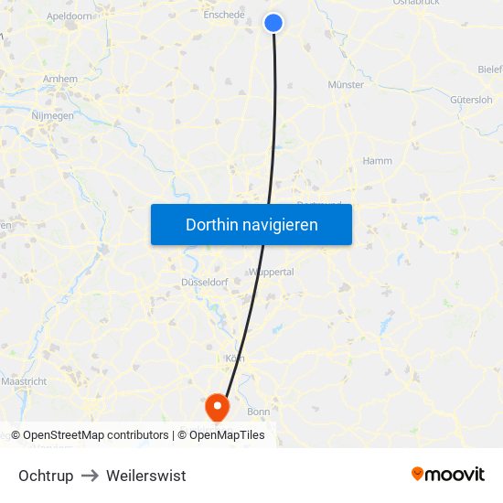 Ochtrup to Weilerswist map