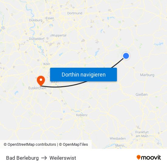 Bad Berleburg to Weilerswist map