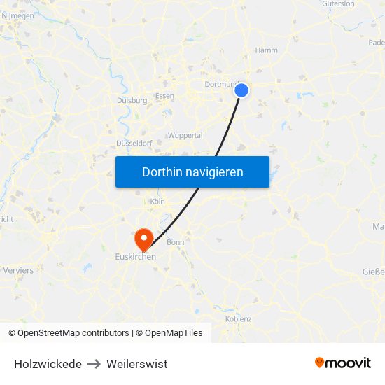 Holzwickede to Weilerswist map