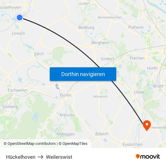 Hückelhoven to Weilerswist map