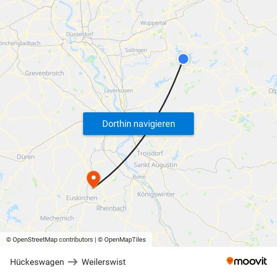 Hückeswagen to Weilerswist map