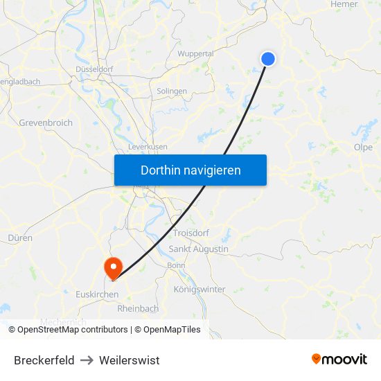 Breckerfeld to Weilerswist map