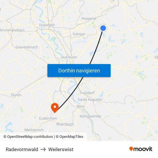 Radevormwald to Weilerswist map