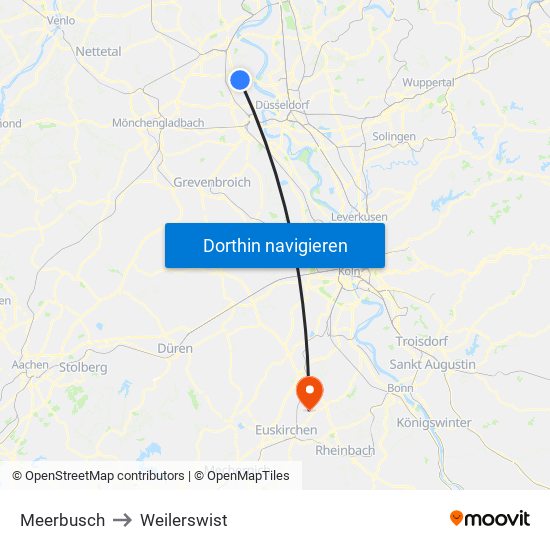 Meerbusch to Weilerswist map