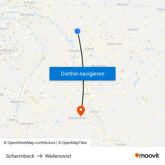 Schermbeck to Weilerswist map