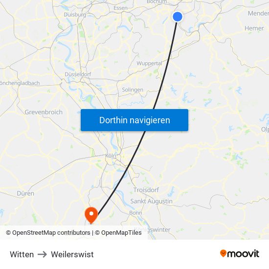 Witten to Weilerswist map
