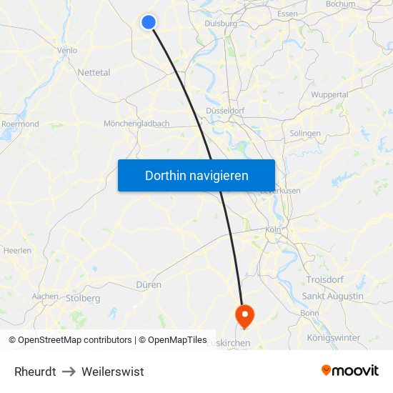 Rheurdt to Weilerswist map