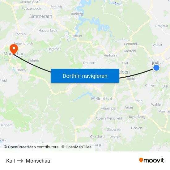 Kall to Monschau map