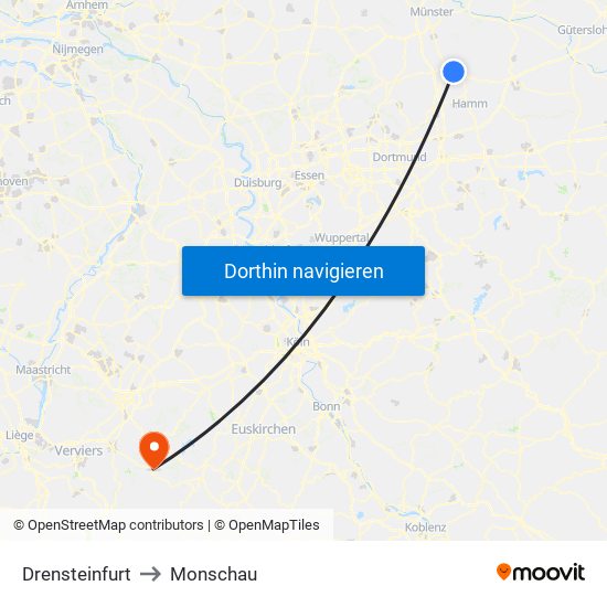 Drensteinfurt to Monschau map