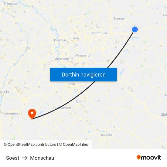 Soest to Monschau map