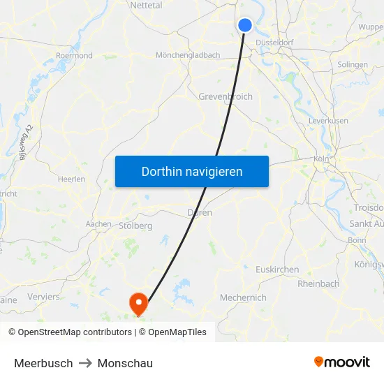 Meerbusch to Monschau map