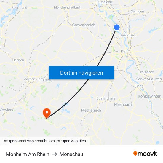 Monheim Am Rhein to Monschau map
