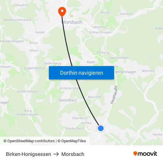 Birken-Honigsessen to Morsbach map