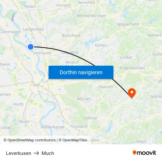 Leverkusen to Much map