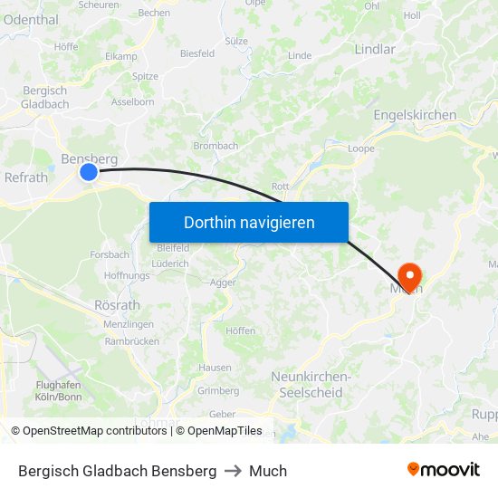 Bergisch Gladbach Bensberg to Much map