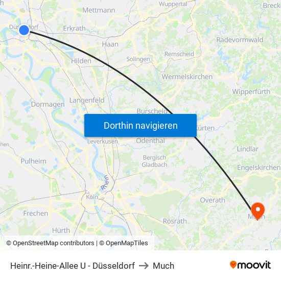 Heinr.-Heine-Allee U - Düsseldorf to Much map