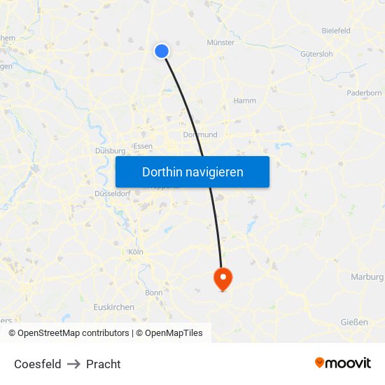 Coesfeld to Pracht map