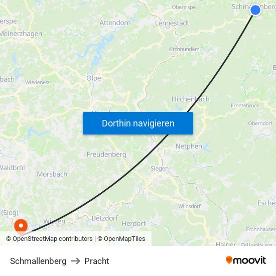 Schmallenberg to Pracht map