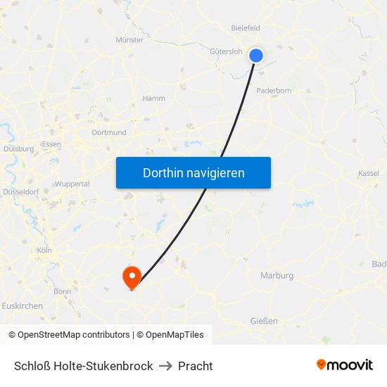 Schloß Holte-Stukenbrock to Pracht map