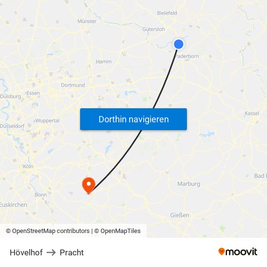 Hövelhof to Pracht map