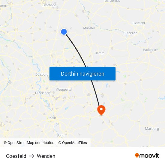 Coesfeld to Wenden map