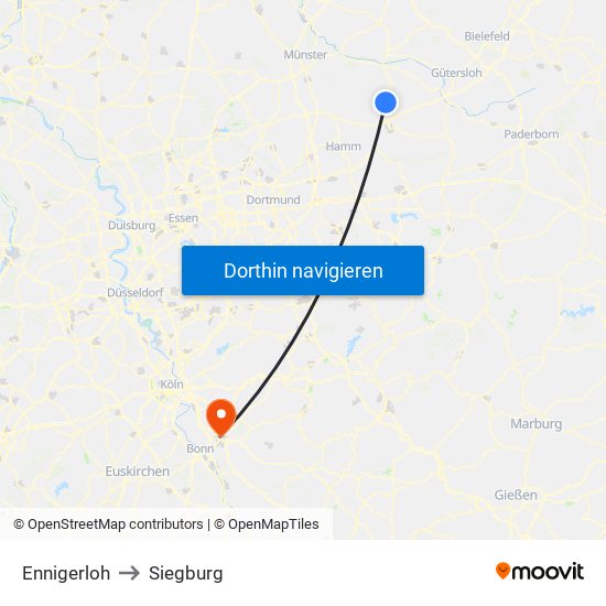 Ennigerloh to Siegburg map