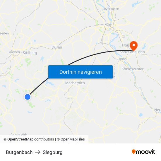 Bütgenbach to Siegburg map