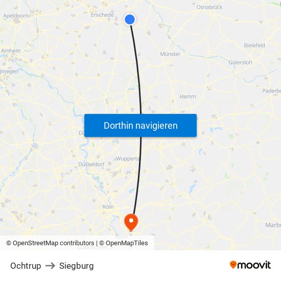 Ochtrup to Siegburg map