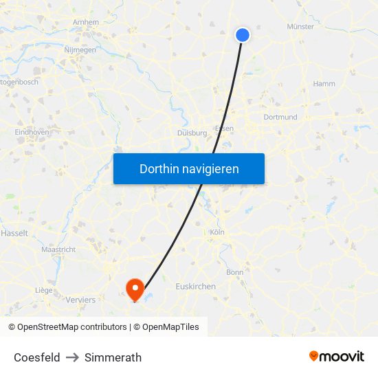 Coesfeld to Simmerath map