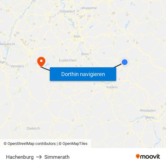 Hachenburg to Simmerath map