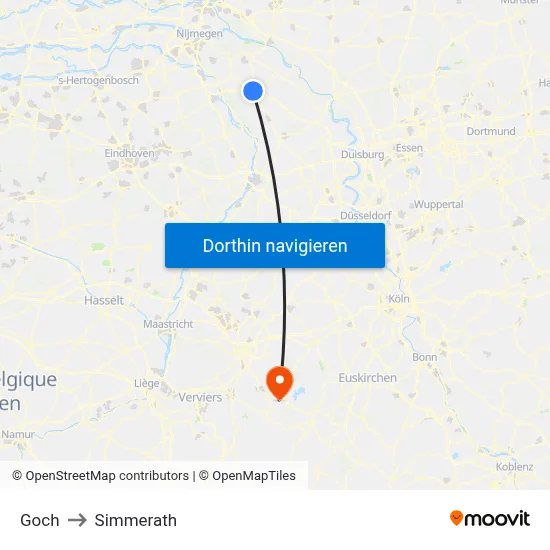 Goch to Simmerath map